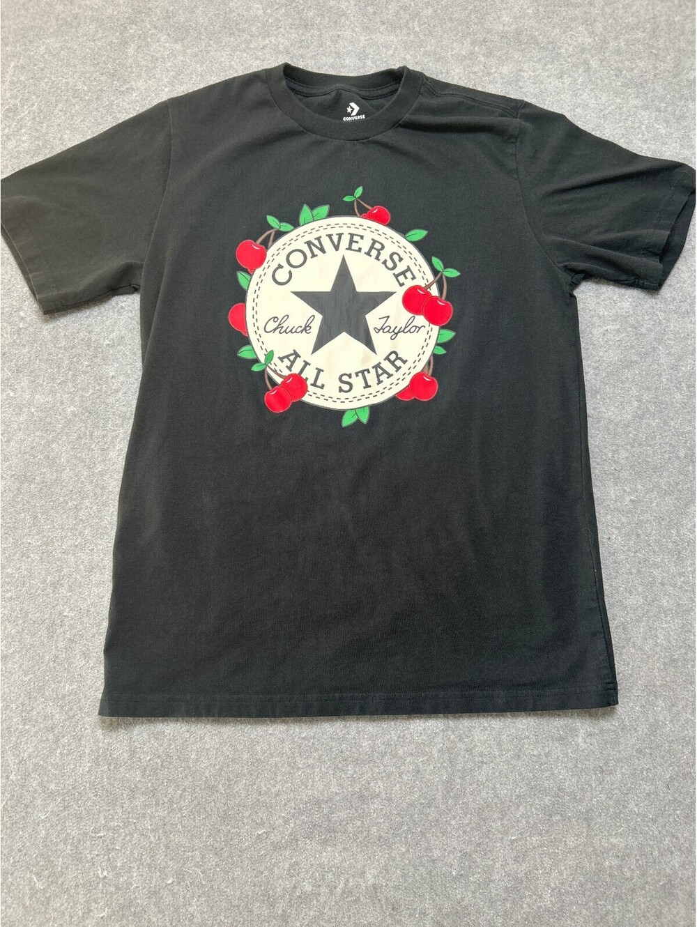 Converse Chuck Taylor All Star Cherry Graphic T Shirt Black Mens Size Small